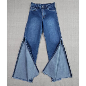 Cardinale Jeans Women's Sz 8 26x28 Med Wash Blue Slit Seam Pearls Y2K Fairy Core